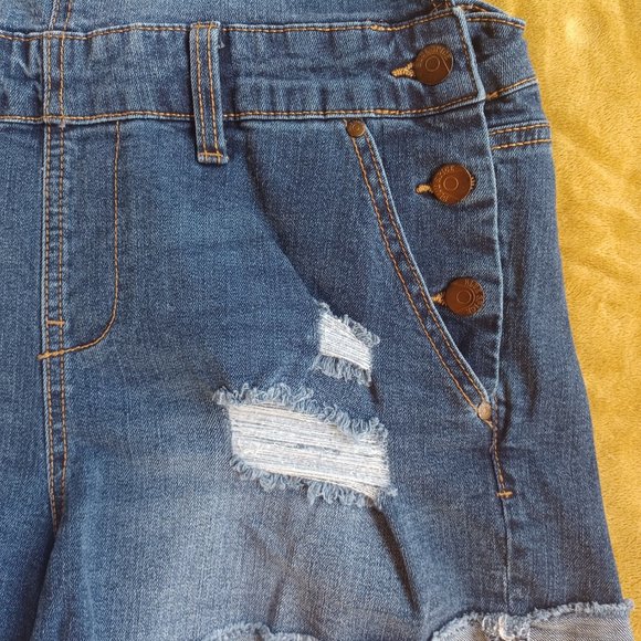 Blue Spice Size 9 Denim Overall Shorts - Picture 4 of 12